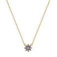 Collana corta in argento 925‰, placcatura oro giallo, 8 cubic zirconia blu