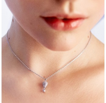 Collana corta in argento 925‰ con pendente a forma di mongolfiera, 89 cubic zirconia bianchi